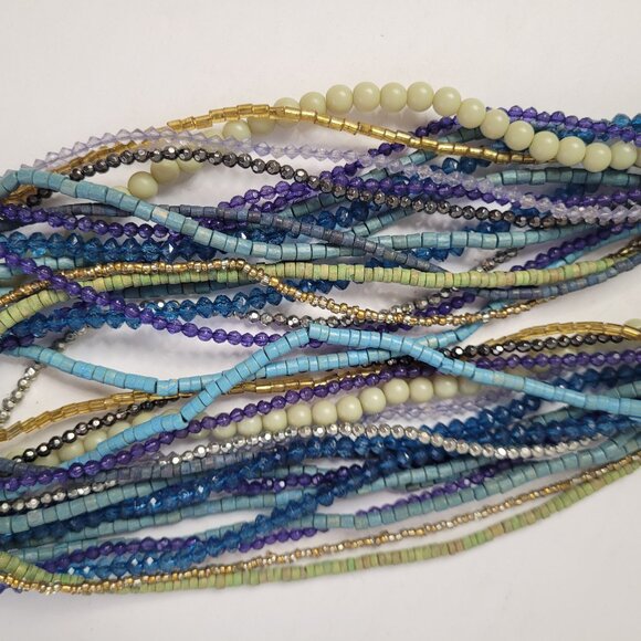 Necklace CHICO'S Multi-Strands Multi-Colors Beads Signed 17" BoHo Elegance - Picture 10 of 13